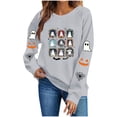 thumbnail image 6 of Women's Sweatshirt Dqueduo Women's Halloween Fashion Loose Casual Long Sleeve Hoodless Top Gray S, 6 of 9