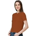 thumbnail image 3 of eloria Women's Lycra Round Neck Slim Fitted Basic Tee Tops Short Sleeve T-Shirt, Color : Rust, 3 of 6