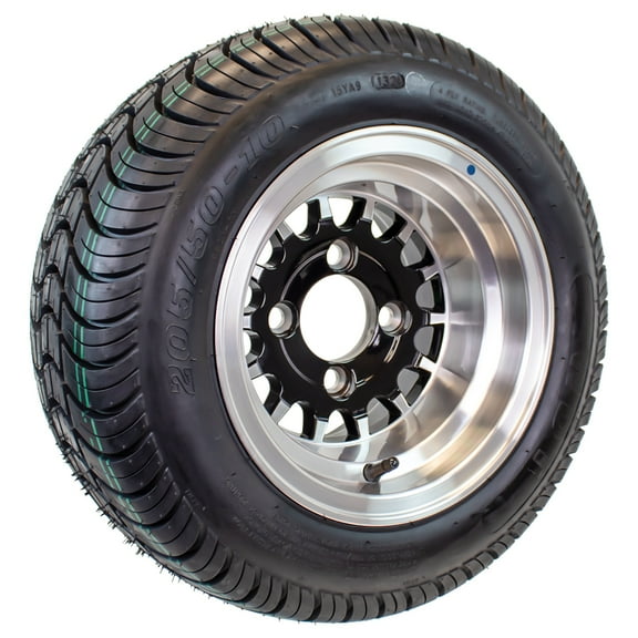 eCustomrim 205/50-10 Trailer Golf Cart ATV Offroad Tire On 10X7 Gloss Black Rim A5