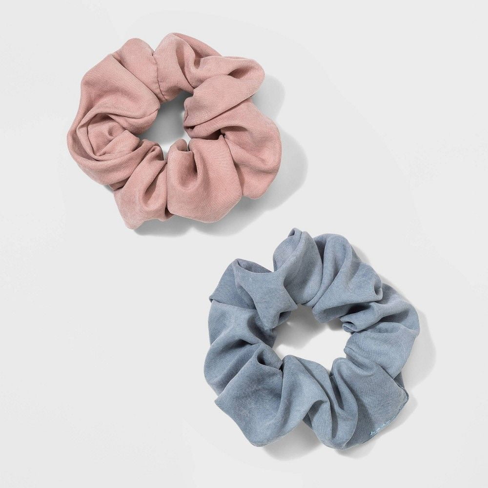 Soft Suede Fabric Twisters Hair Elastics - Universal Thread™ Blue/Blush