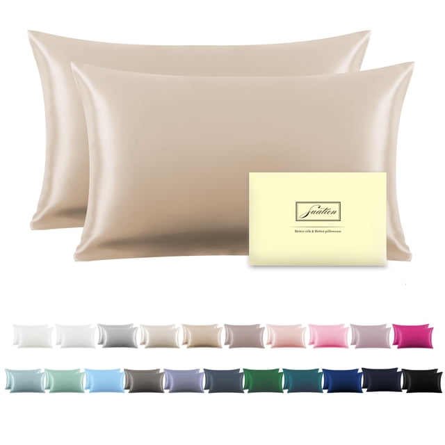 Juego de fundas de almohada de seda Suatien tamaño queen, 100% seda de morera