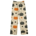 thumbnail image 6 of Feancey Women's Halloween Pumpkin Pajama Set Fall Long Sleeve Button Down Sleepwear Wide Leg Pants Matching Lounge Sets Cozy Soft Pjs Two Piece Khaki M, 6 of 6