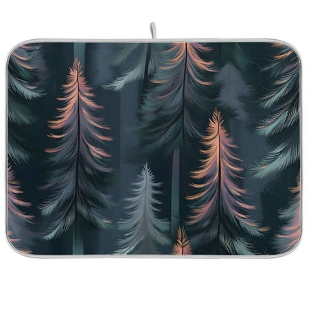 

joogoo Holographic Forest Pattern Dish Drying Mat Kitchen Counter Absorbent Drying Pad 18x24 in Drainer Rack