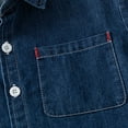 thumbnail image 5 of Otqutp Kids Boys Casual Solid Color Square Collar Long Sleeve Denim Shirt Button Down Dress Shirts Summer Spring Casual School Shirt Clothes(c-Dark Blue,3-4 Years), 5 of 8