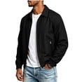 thumbnail image 6 of XUNKUSGA Men's Lightweight Jackets Classic Solid Color Collared Zip Up Jackets for Men Casual Long Sleeve Ribbed Cuff windbreaker jacket Golf Windproof Coat with Zipper Pockets Black L, 6 of 9