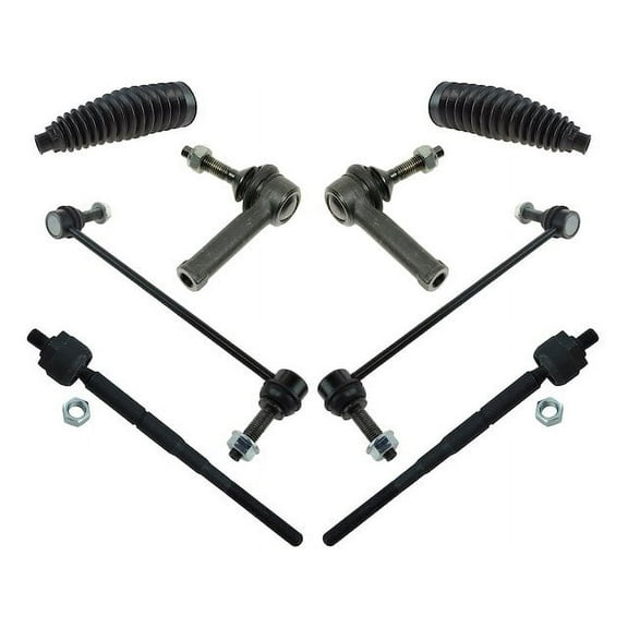 Front Tie Rod End and Sway Bar Link Kit 8 Piece - Compatible with 2010 - 2015 Ford Flex Turbocharged 2011 2012 2013 2014
