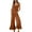Brown, variant on Women's Square Neck Backless Ruffle Cotton Jumpsuit Wide Lge Flared Hem Loose Overalls Sleeveless Tank With Pocket