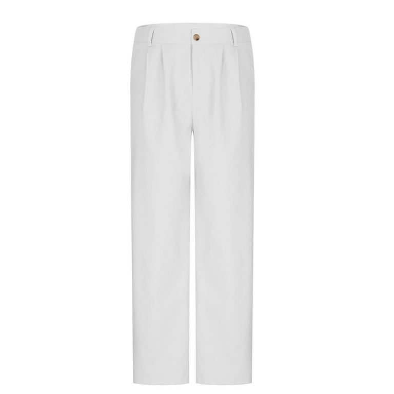 Stamzod Mens Dress Pants Fashion Solid Color Summer Cotton and