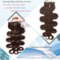 thumbnail image 5 of MY-LADY 20PCS Wavy Curly Tape in 100% Real Human Hair Extensions Hairpiece Skin Weft Full Head 16inch #04 Medium Brown, 5 of 9