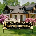 thumbnail image 2 of Happy 80th Birthday Decoration Banner, Large Black and Gold Happy 80th Birthday Banner Sign, 60th Birthday Party Decorations Supplies(9.8x1.6ft), 2 of 6