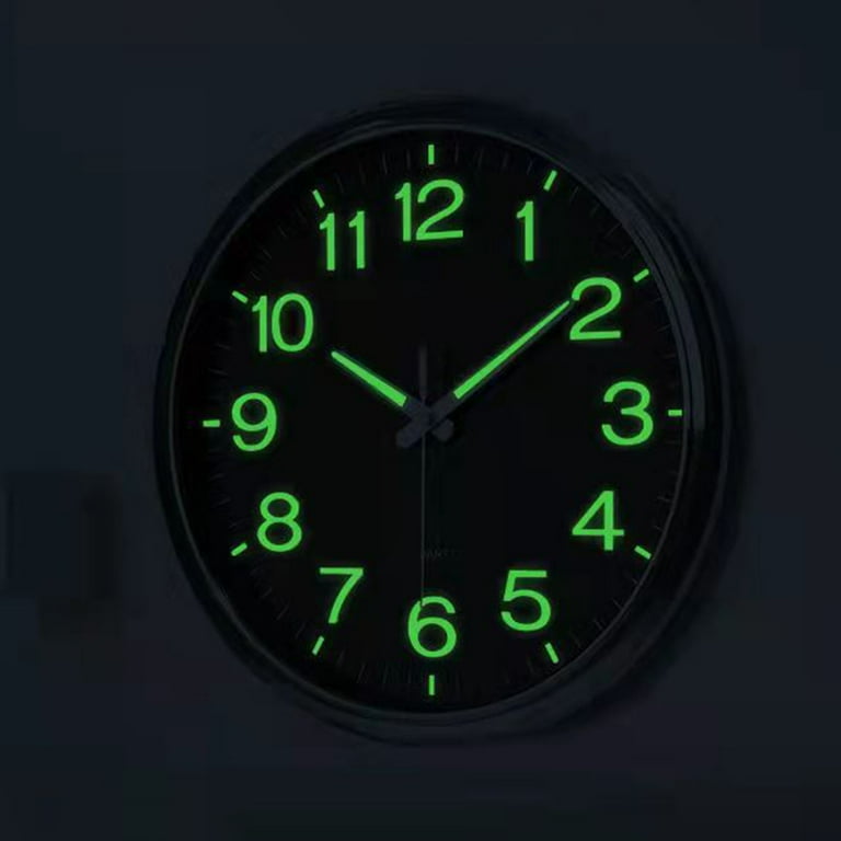Pnellth Wall Clock Glowing Silent Luminous Easy-to-Read