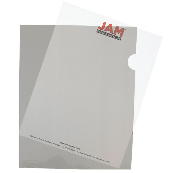 JAM Paper Plastic Sleeves, 9 x 11 1/2, Smoke Gray, 12/Pack