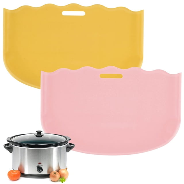 2Pcs Silicone Slow Cooker Liners Reusable Silicone Slow Cooker Divider Leakproof Hear-Resistant Slow Cooker Insert Liner Dishwasher