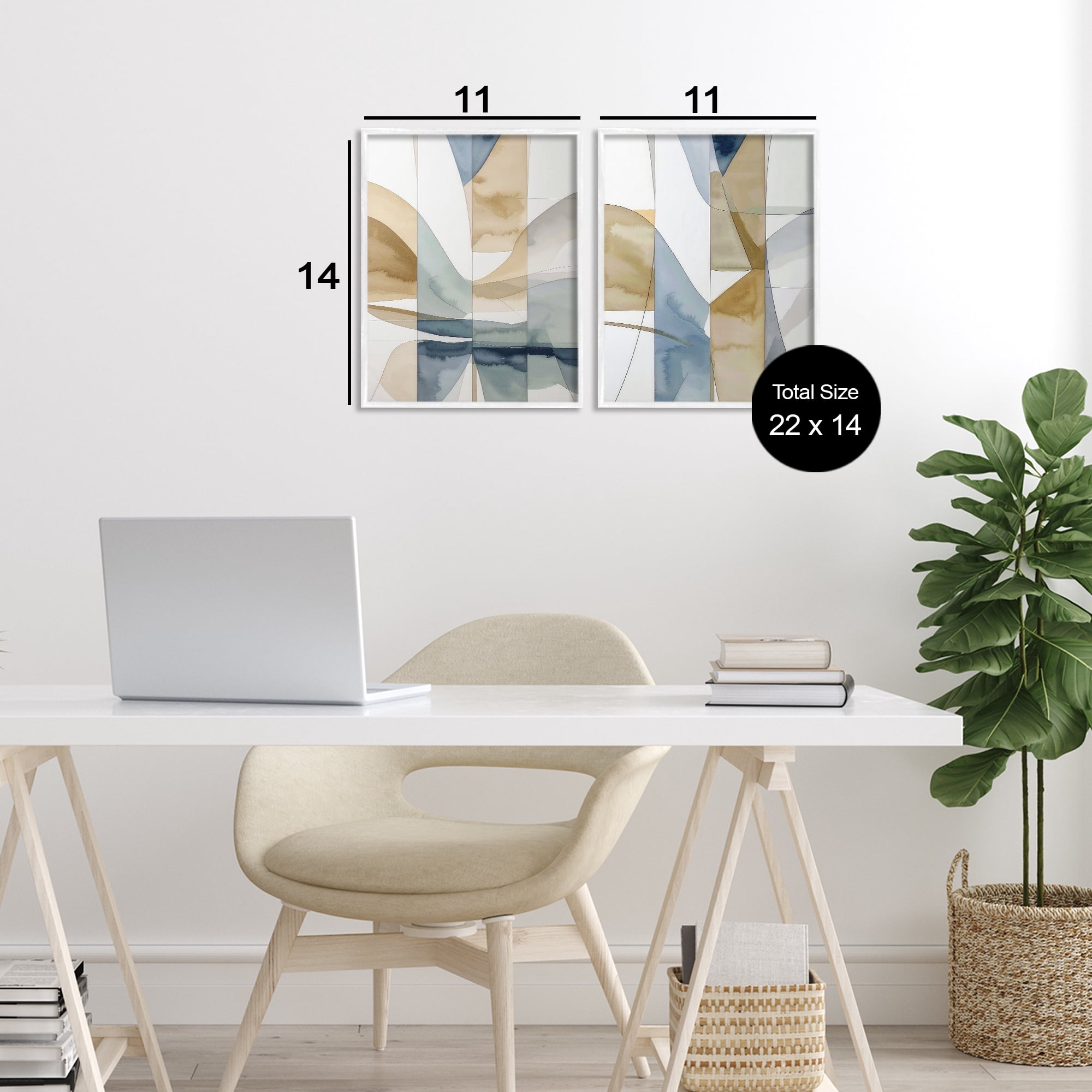 Stupell Industries Balanced Geographic Abstract 2 Piece White Framed Giclee Art Set, design by Alonza Saunders