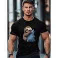 thumbnail image 4 of Men's T-Shirt,Short Sleeve Tee Shirt Casual Tops Koala Sleeping Blue Pillow Crew Neck T Shirts for Men, 4 of 8