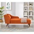 thumbnail image 3 of Chaise Lounge Indoor, Modern Upholstered Velvet Lounge Couch with Tufted Cushion, Sofa Recliner Lounge Chair with Pillow & Curved Armrest for Bedroom Living Room Office, Orange, Left Armrest, 3 of 9