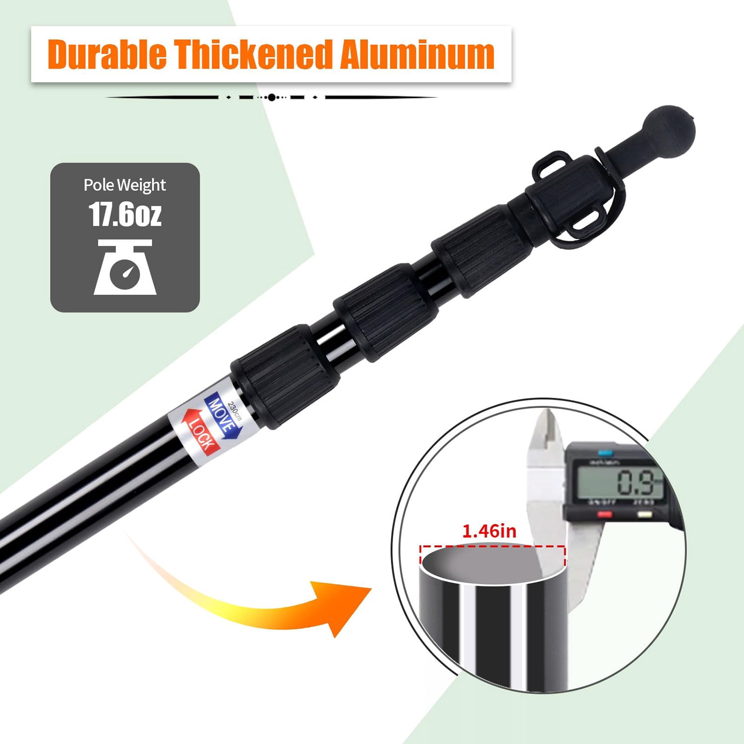 IC ICLOVER Tarp Poles - Telescoping Camping Tent Poles Replacement, Upgraded 4-Section Heavy Duty Aluminum Rods with Stakes & Guylines for Rain Fly, Camping Shelter, Awning Canopy RV Car, Set of 2