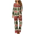 thumbnail image 2 of Feancey Ladies Christmas Pajamas Sets Vintage Xmas Print Lounge Sleepwear Set Fall Casual Button Down Shirts and Long Pants Two Piece Pjs Back to College Sale Multicolor XXL, 2 of 7