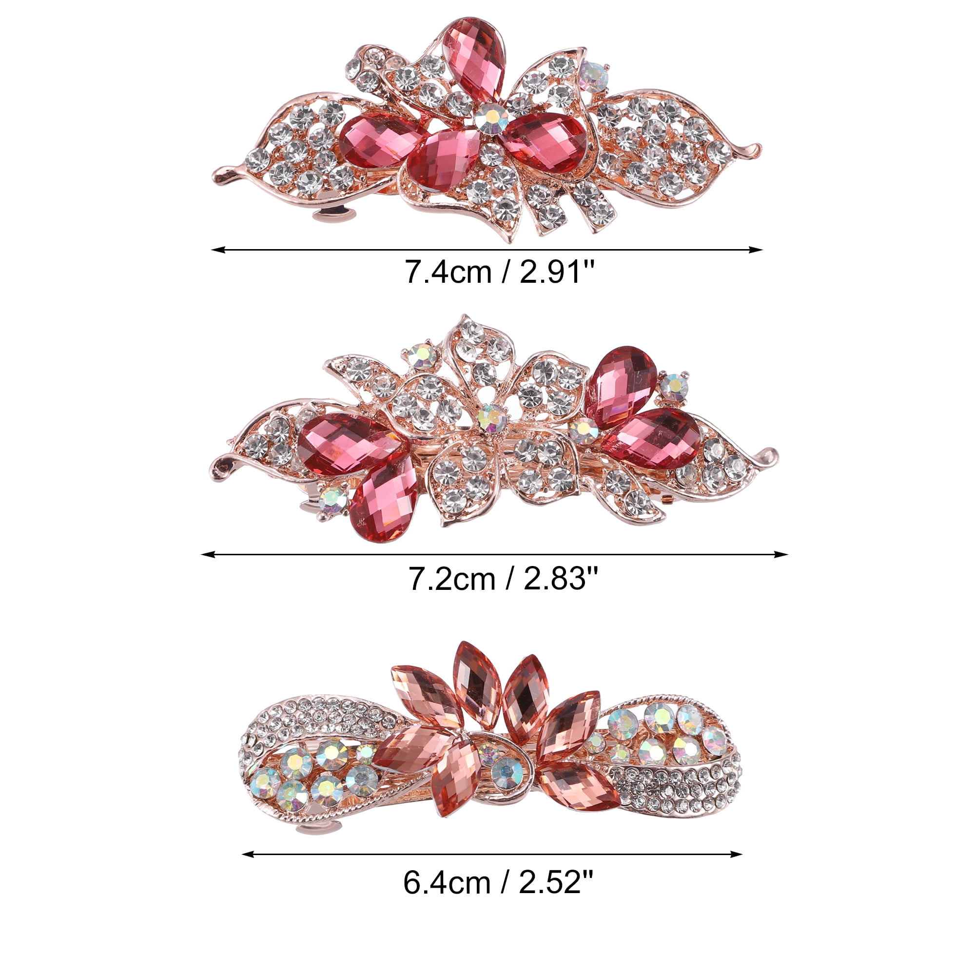 Unique Bargains 3Pcs Hair Barrettes Hair Accessories Sparkly Glitter Rhinestones
