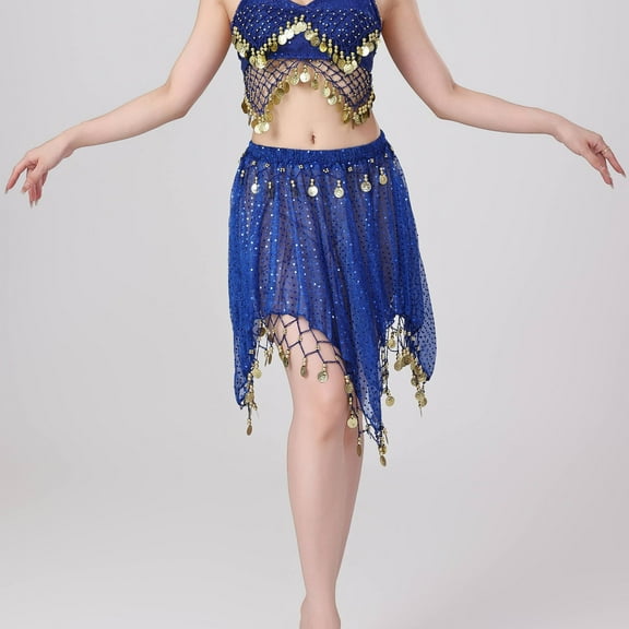 Roncen Scarf for Belly Dancing, Women's Belly Dance Scarf with Gold Coins Skirts for Bellydance, Zumba or Yoga Class