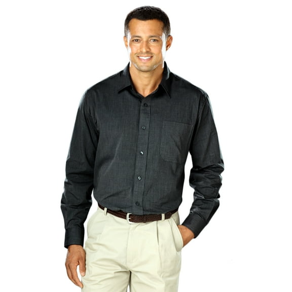 BlueGeneration Men'S Cross-Weave L/S Shirtl - Black Medium Solid