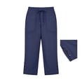 thumbnail image 2 of JFGHDG Capri Pants for Women - Split Button Elastic Waist Cotton Linen Capris Summer Casual Pedal Pushers with Pockets Dark Blue M, 2 of 3