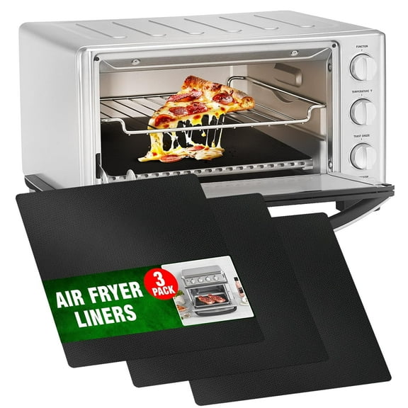 Toaster Oven Liners Reusable for Ninja Air Fryer Bottom Heat Resistant Mat 3 Pack, Compatible with Cuisinart Air Fryer Toaster Oven 12"x12" Airfryer Liner, Heavy Duty Nonstick Square Mats