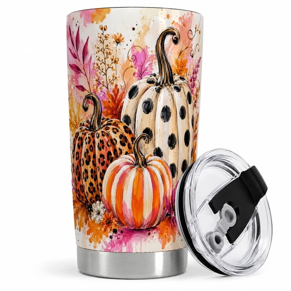 Autumn Pumpkin Pattern 20oz Tumbler, Stainless Steel Insulated Drinkware