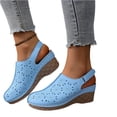 thumbnail image 3 of IEMIEMIEM Women's Closed Toe Sandals with Arch Support Breathable Cut-Out Vamp Orthopedic Shoes Comfortable Slip On Open Back Sandals Summer Casual 2026 Walking Platform Shoes Sky Blue 7 Wide, 3 of 5