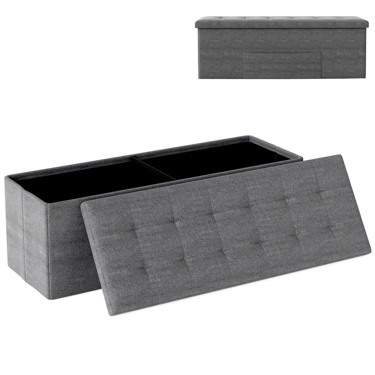 Costway 43 In Folding Storage Ottoman Bench, Dark Gray photo 1