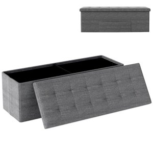 Costway 43 In Folding Storage Ottoman Bench, Dark Gray