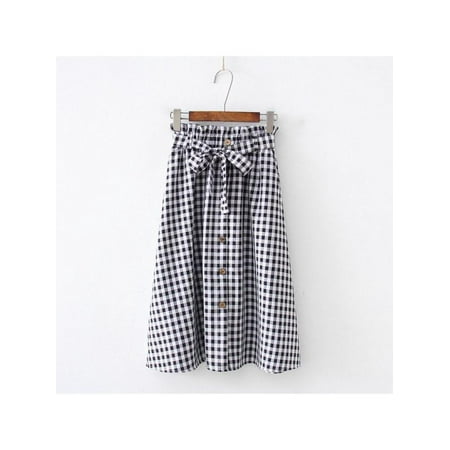 Ladies Slim Belt - Funcee Slim Women Button Down High Waist Plaid Skirts,with Belt