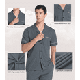 thumbnail image 3 of MAYFISH 100% Cotton Men's Sleepwear Short Sleeve Top and Long Pants Pajama Set Summer Breathable Pjs with Pockets (Iron Grey,XL), 3 of 7