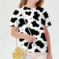 thumbnail image 6 of LYEAA Cow Shirts for Girls Crewneck Short Sleeve Basic Tee Lightweight Pullover Cute Print Funny Casual Tops Black 11T, 6 of 8