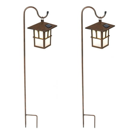 Winsome House Paa Hanging Solar Lanterns With Shepherds Hooks Winsome House Paa Hanging Solar Lanterns With Shepherds Hooks Set Of 2