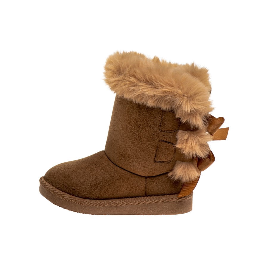 Josmo Girls Classic Simple Faux Fur Cozy Winter Boots - Wheat, 13