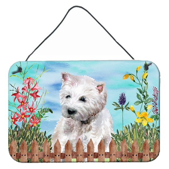 Carolines Treasures CK1263DS812 Westie Spring Wall or Door Hanging Prints  8x12 multicolor