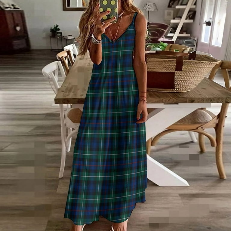 New Clan Mackenzie Tartan Sleeveless Dress Women's dresses summer dress  korean women Evening gown - Walmart.com