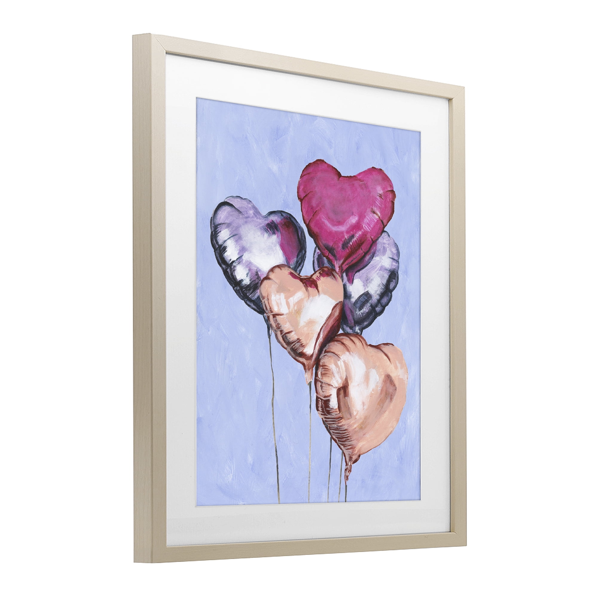 Stupell Industries Vibrant Heart Balloons Birch Framed Print Under Glass, design by Michael Willett