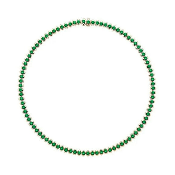 925 Sterling Silver Emerald Unisex Round Tennis Necklace In Emerald Tennis Necklace Emerald Tennis Necklace Natural emerald tennis necklace