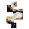 thumbnail image 3 of Designart "Golden Wave Reflections IV" Abstract Painting Metal Art Living Room Set, 3 of 5