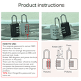 thumbnail image 2 of Candado De Bloqueo De Código De Contraseña De Equipaje De Maleta De Combinación De 3 Dígitos Reajustable seitruly HA024191-01, 2 of 6