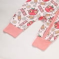 thumbnail image 6 of ZEHJUHAN Baby Infant Back to School Romper Long Sleeve Apple & Pencil Print Zipper Onesie Outfit Pink，1-3M, 6 of 7