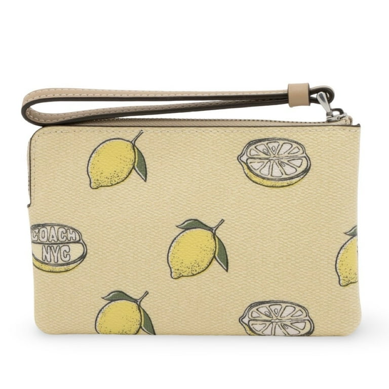 Coach Women's Small Corner Zip Wristlet with Lemon Print (Garden