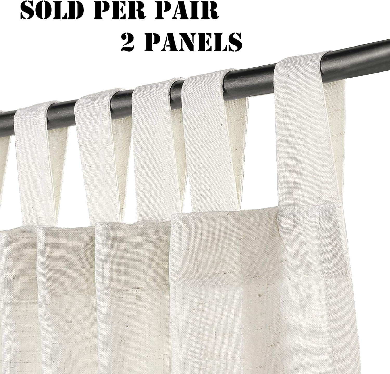 PrimeBeau Natural Linen Texture Semi Sheer Privacy Window Panels, 52" W x 63" L, Ivory