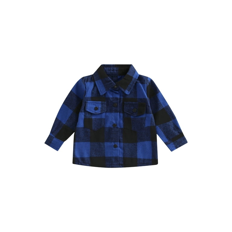 Baby boy blue plaid shirt 2025