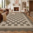 thumbnail image 2 of HIWEAVER Brown 5' x 7' Scalloped-edge Easy Jute Area Rug for Living Room Modern Bordered Plaid Indoor Outdoor Neutral Carpet for Patios Non Slip Washable Throw Mat for Home Decor, 2 of 6