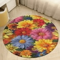 thumbnail image 4 of Floral Colorful Flower Floral Medallion Round Rug - Small Round Area Rug, Soft Non-Slip Machine Washable Bedroom Mat Indoor Accent Entry Carpet for Office Desk Dorm Hallway, 4 of 6