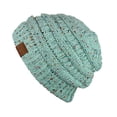 thumbnail image 3 of C.C Trendy Warm Chunky Soft Stretch Cable Knit Beanie Skully, Confetti Mint, 3 of 3