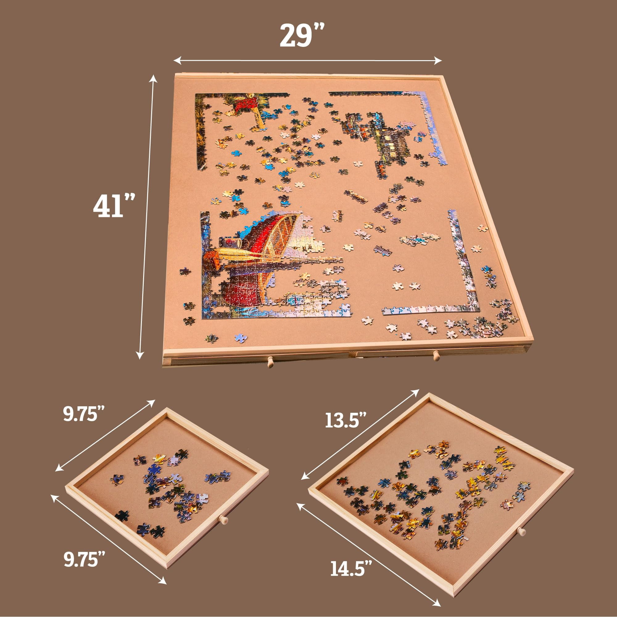 2000 Piece Rotating Wooden Jigsaw Puzzle Board - 41x29 Inch, Rotating Table With Cover,Portable Puzzle Organizer & Storage System